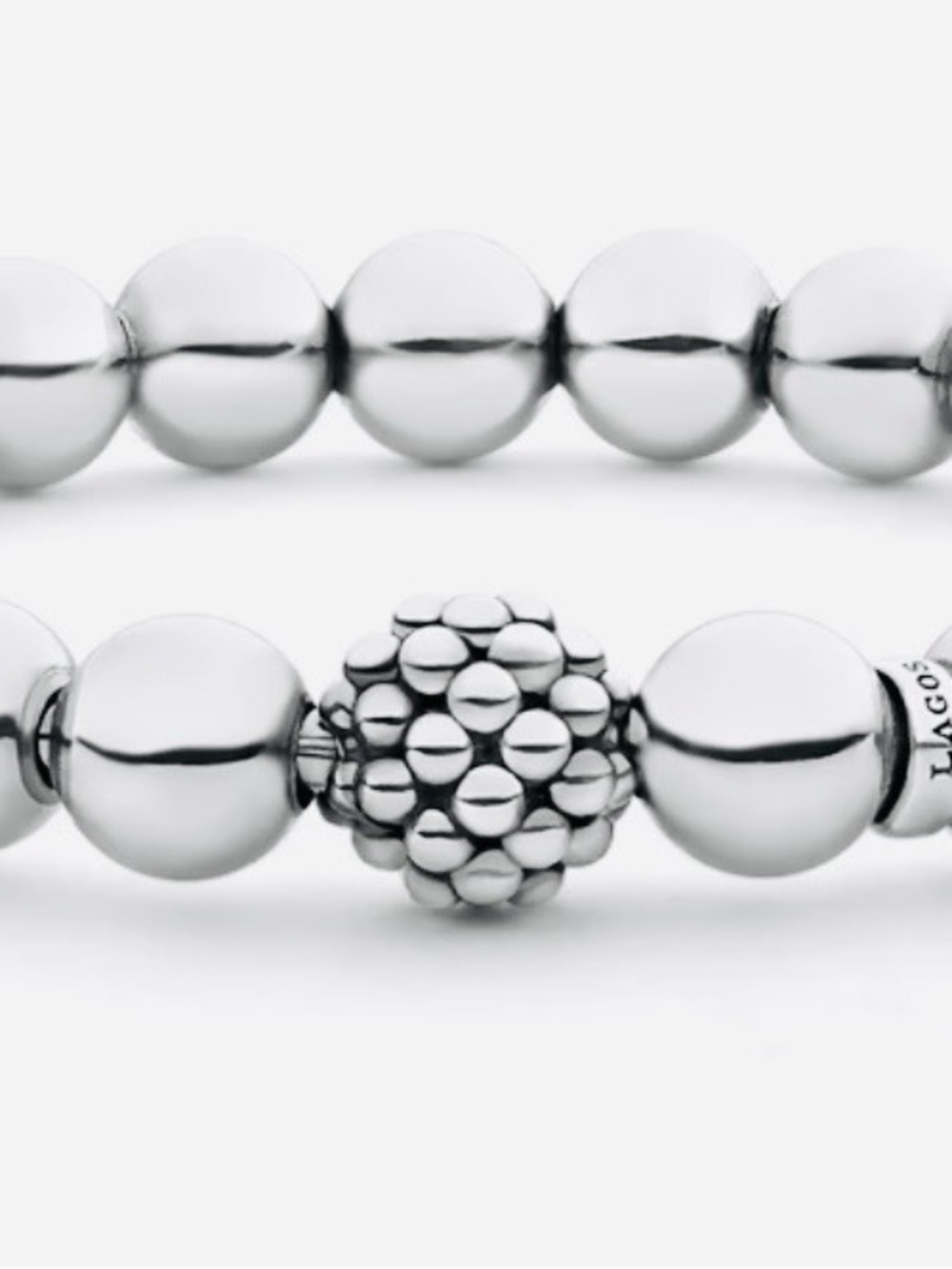 LAGOS Silver Beaded Bracelet with Silver Watch Band - Picture 4 of 7
